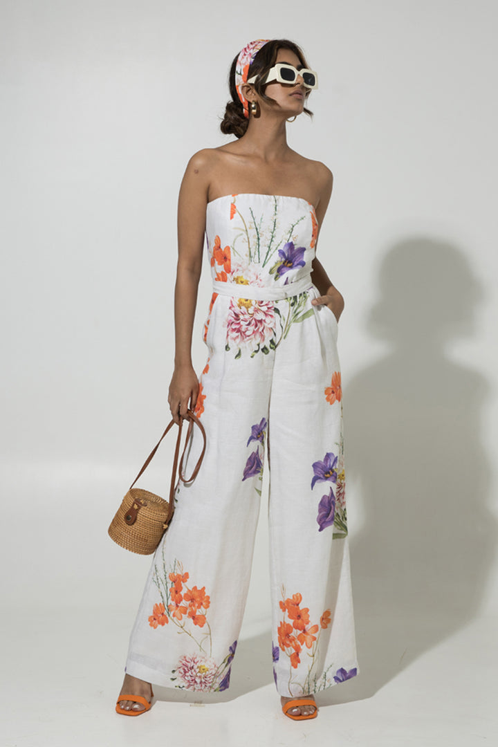 White Isla Strapless Jumpsuit