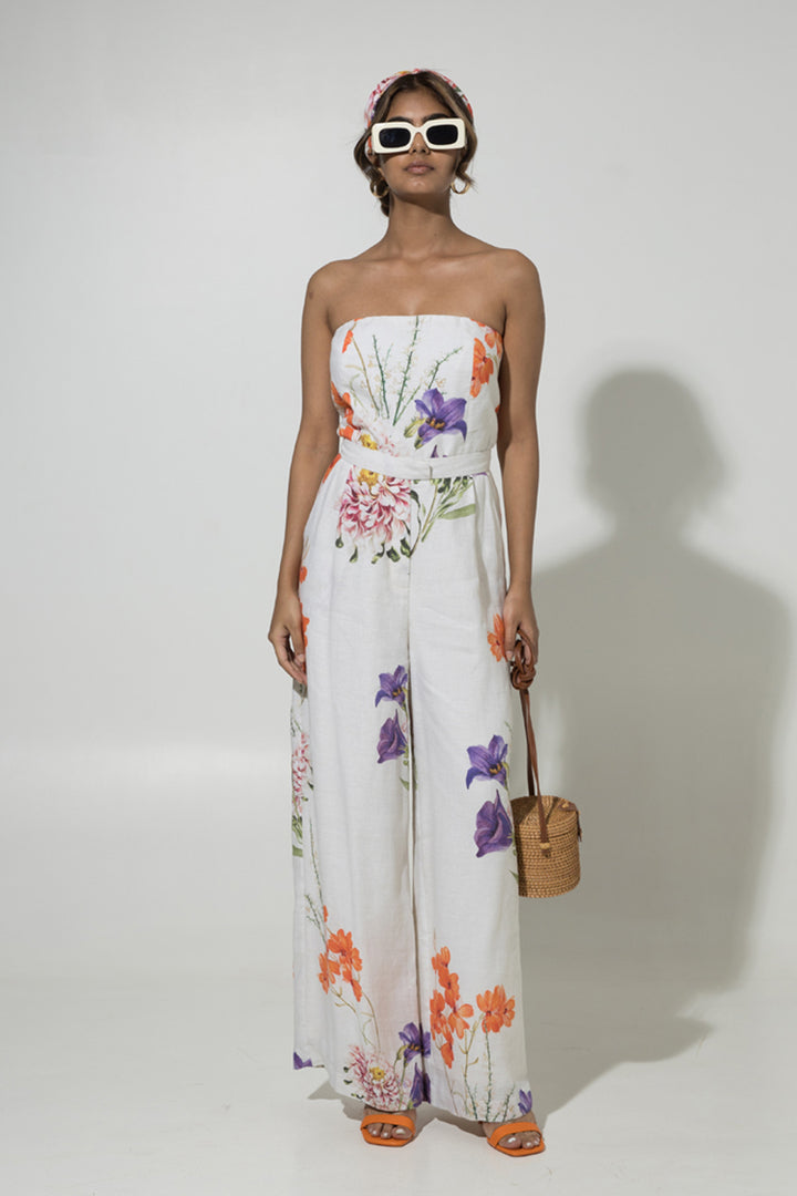White Isla Strapless Jumpsuit
