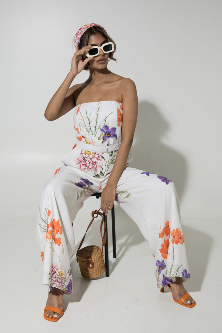 White Isla Strapless Jumpsuit