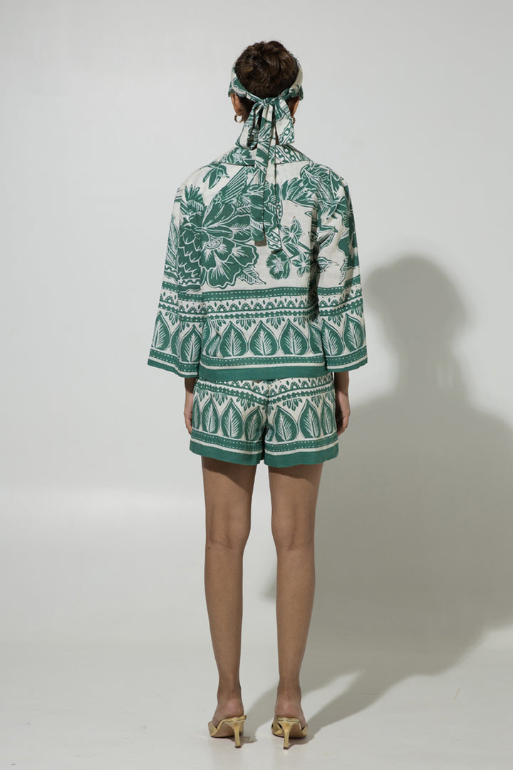 Pavitra Sagar In Our Green Cordelia Linen Short Set