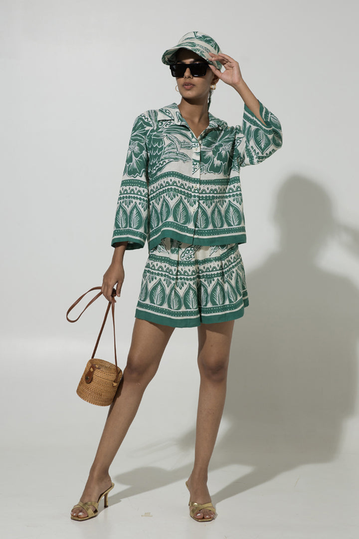 Pavitra Sagar In Our Green Cordelia Linen Short Set