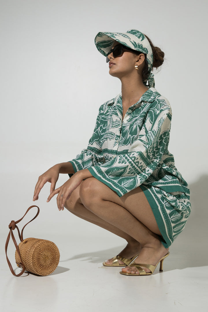 Pavitra Sagar In Our Green Cordelia Linen Short Set
