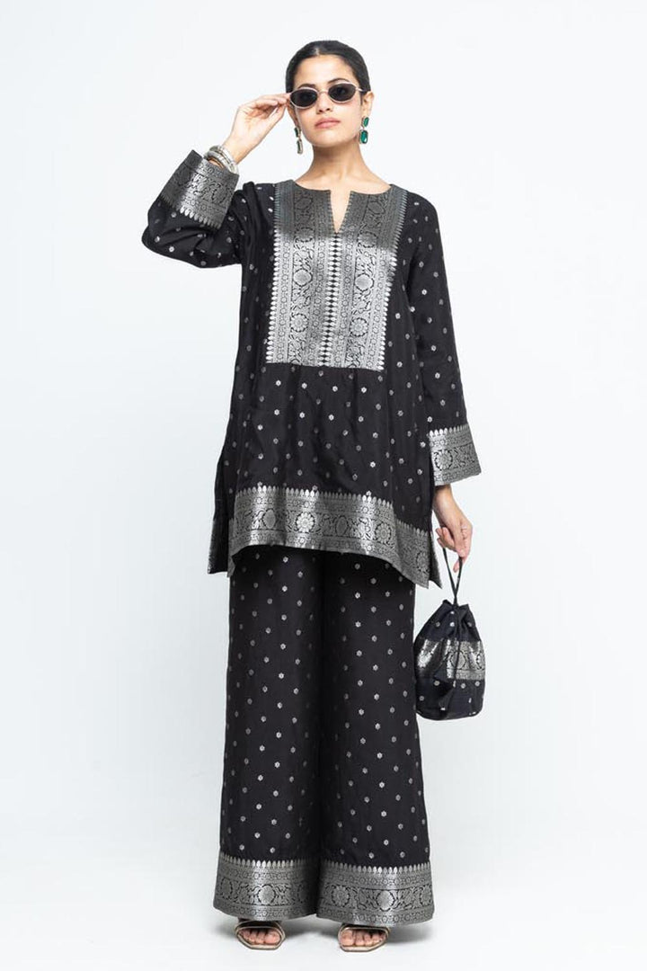 Mehak Black Butti Brocade Kurta With Pants