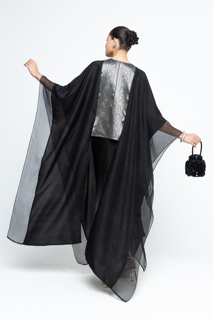 Onaya Silk Cape and  Ombre Skirt Set - Black