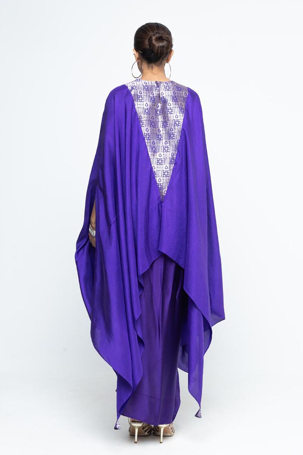 Trisha Statement Silk Cape & Skirt Set - Purple