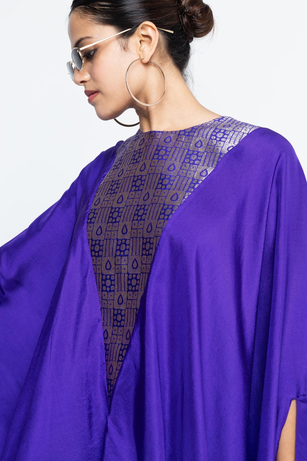 Trisha Statement Silk Cape & Skirt Set - Purple