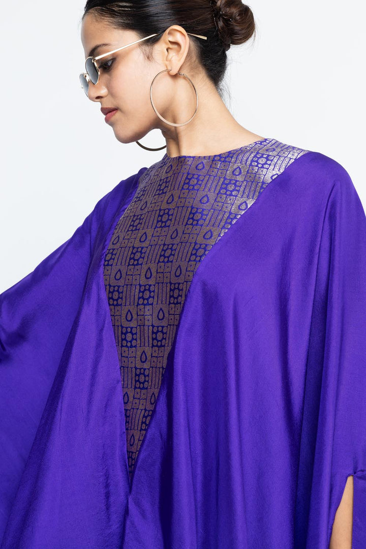 Trisha Statement Silk Cape & Skirt Set - Purple