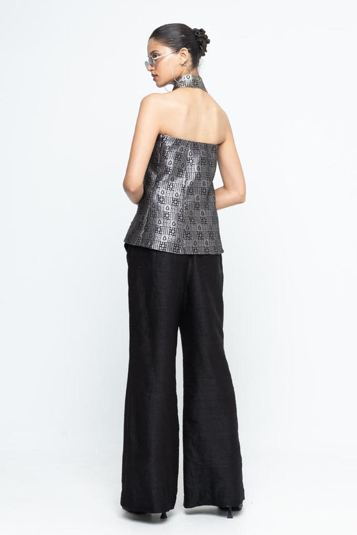 Dela Strapless Brocade Top and Pants - Black