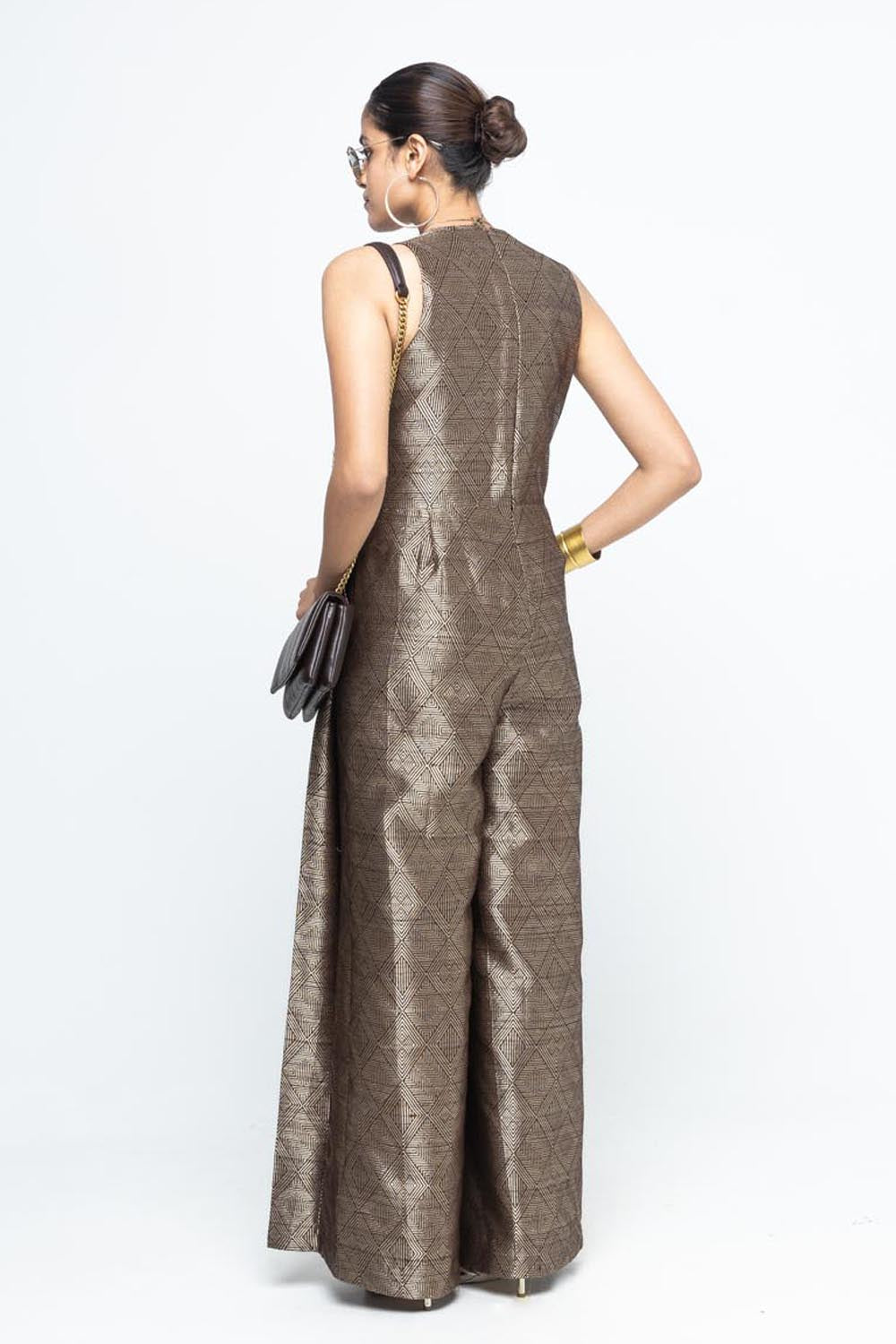 Sera Brown Metallic Jumpsuit