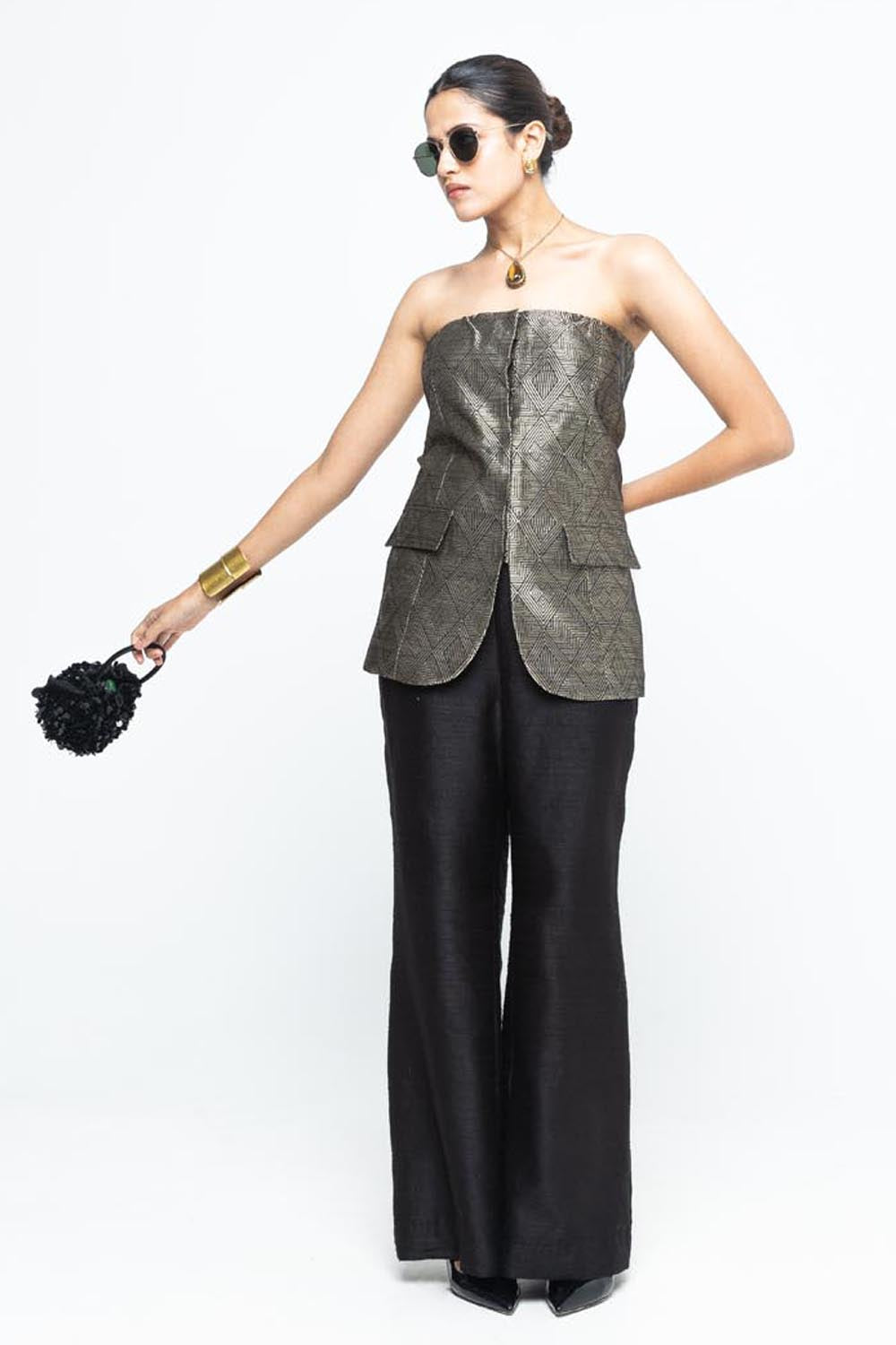 Tiya Black Tube Jacket Set