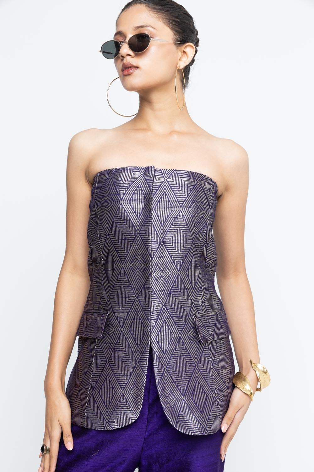 Tiya Purple Tube Jacket Set