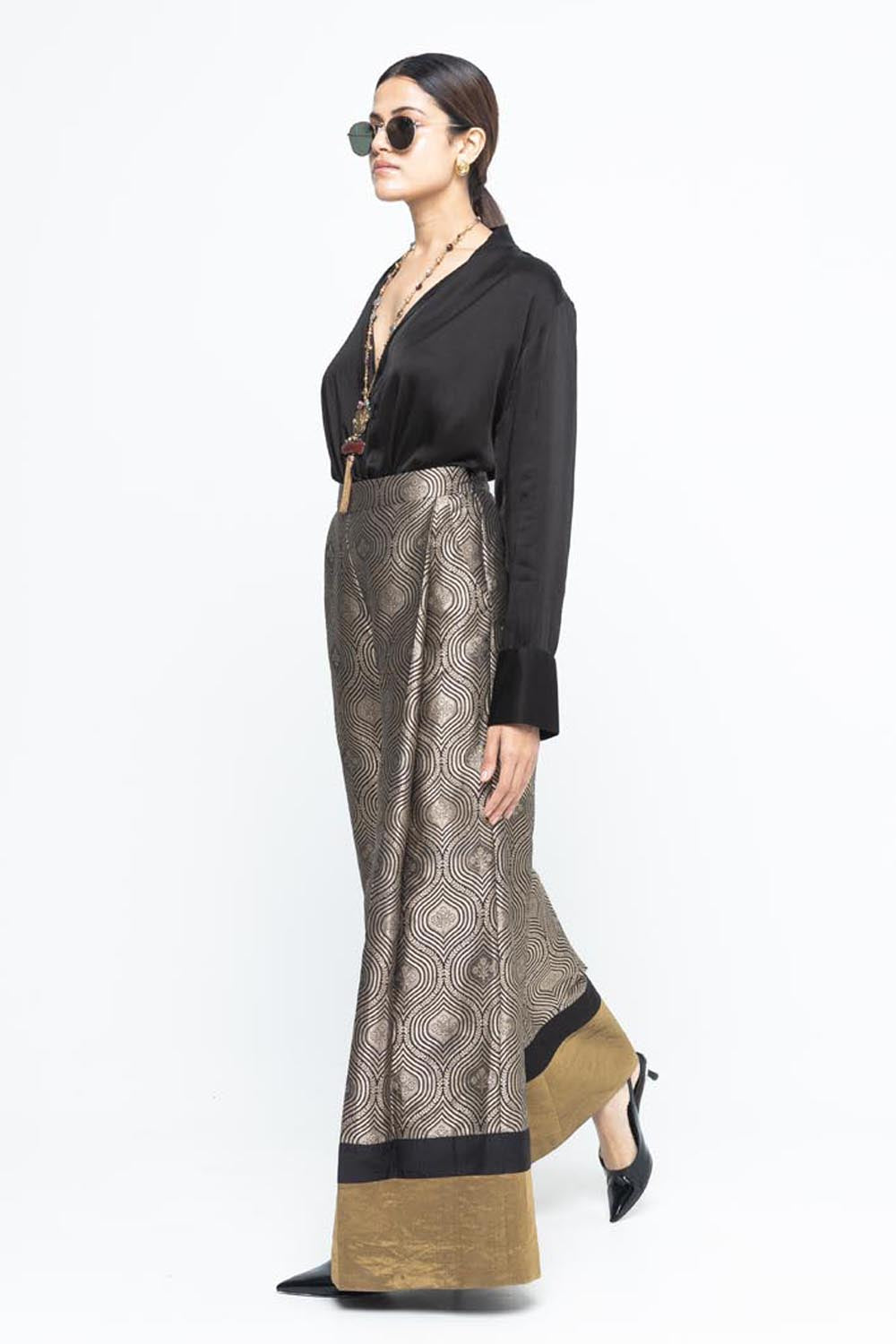 Statement Metallic Brocade Pant Set