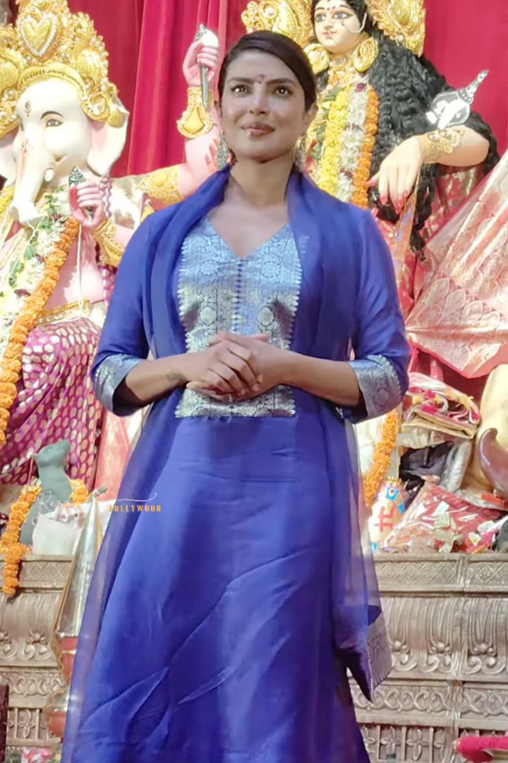 Priyanka Chopra In Our Seher Tunic Set - Ultramarine