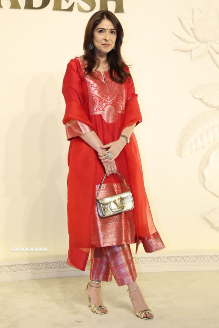 Bhavana Pandey In Our Meher Red Tunic Set