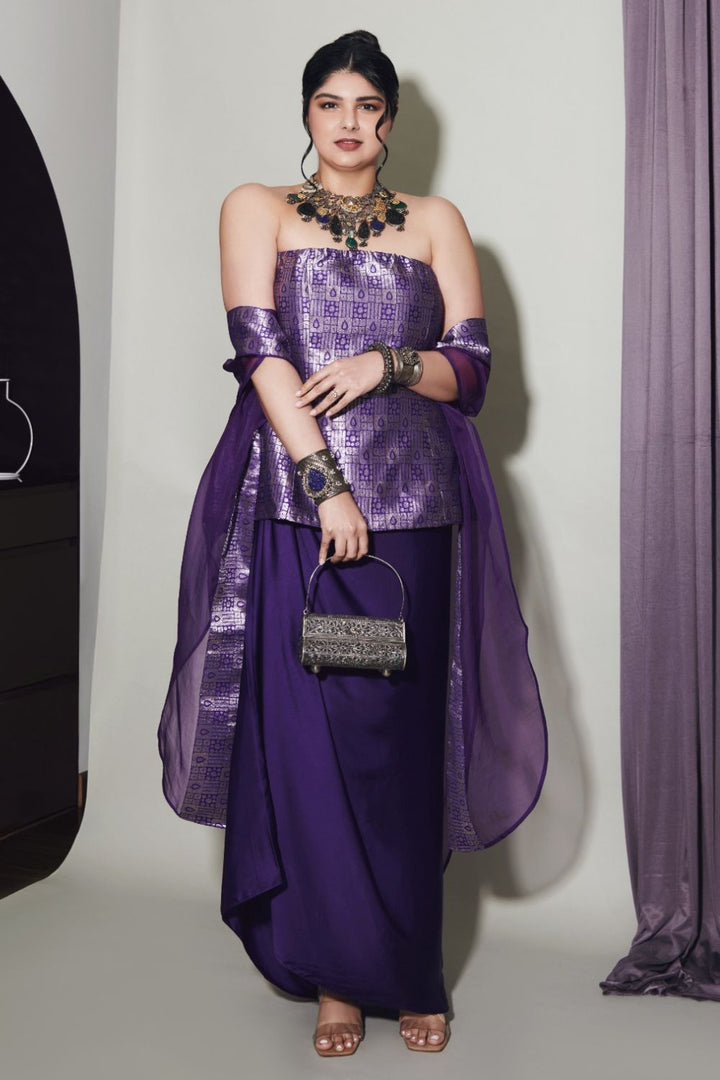 Anshula Kapoor In Our Dela Cape Set - Purple