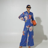 Blue Iris Floral Linen Co-ord set