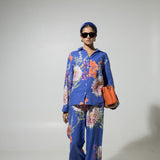 Blue Iris Floral Linen Co-ord set