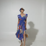 Blue Iris Ruffle Linen Dress