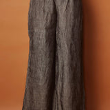 Metallic Silver Crushed Tissue Silk One Shoulder Draped Top With Matching Tssue Pants