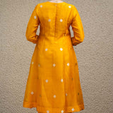 Orange Jaal Neck Butti Benarasi Kora silk Kurta Set