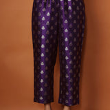 Purple Brocade Jacket Paired With Matching Brocade Pants And Shirt