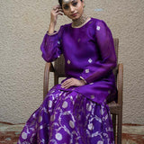 Purple Butti Floral Benarasi Kora Silk Sharara Set