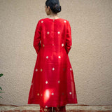 Red Jaal Neck Butti Benarasi Kora Silk Kurta Set