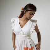 White Ruffle linen dress